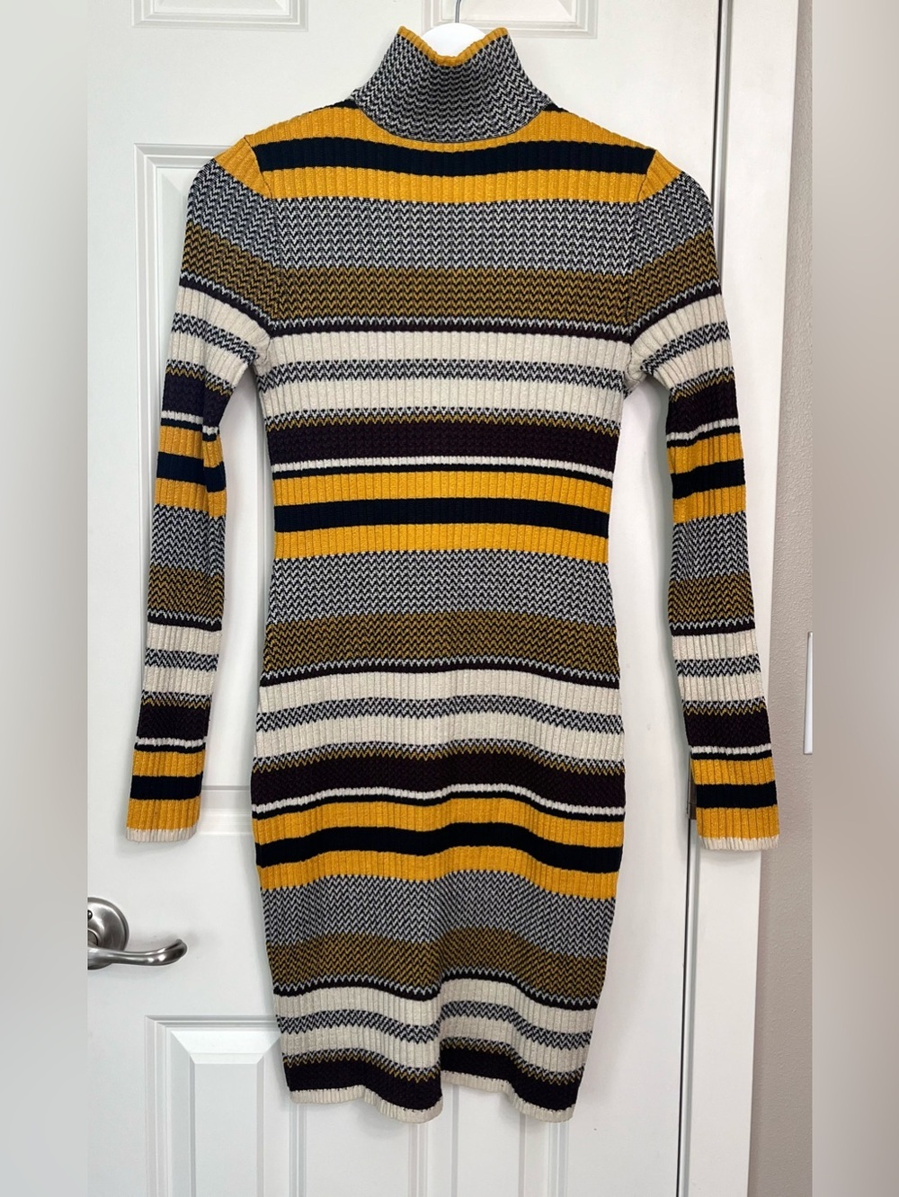 Xhilaration Striped Ribbed Turtleneck Sweater Dress